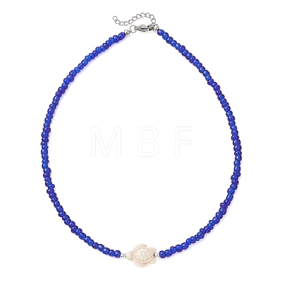 9Pcs 9 Styles Synthetic Turquoise Sea Turtle with Glass Seed Beaded Necklace Sets for Women NJEW-JN05930-1