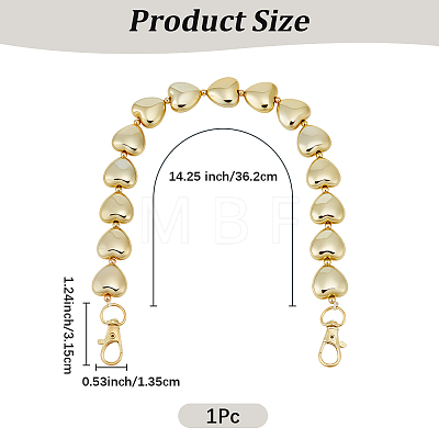 1Pc CCB Plastic Heart Beaded Bag Handles with Clasps AJEW-CL0005-66-1