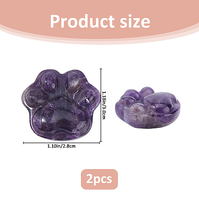 2Pcs Natural Amethyst Carved Figurines Statues for Home Office Desktop Decoration G-FH0002-75B-1