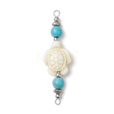 Dyed Synthetic Turquoise Connector Charms PALLOY-JF02767-1