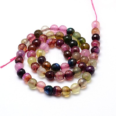 Dyed Natural Agate Faceted Round Beads Strands G-P098-02-1