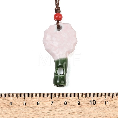 Adjustable Sunflower Porcelain Whistle Pendant Waxed Cord Necklaces for Women FB-CBA68CE-01A-1