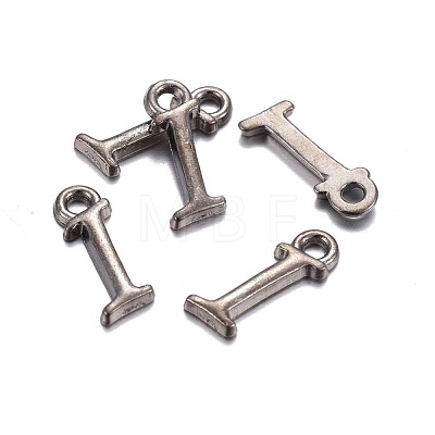 Gunmetal Plated Alloy Letter Pendants PALLOY-J718-01B-I-1