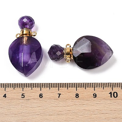 Natural Amethyst Faceted Teardrop Bottle Pendants G-A225-02G-05-1