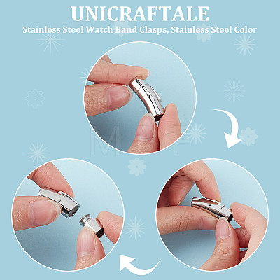 Unicraftale 6Pcs 304 Stainless Steel Watch Band Clasps STAS-UN0058-20-1