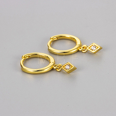 Brass & Clear Cubic Zirconia Hoop Earrings WG8BCA9-01-1
