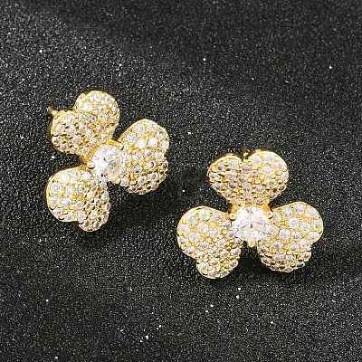 Brass Micro Pave Cubic Zirconia Stud Earrings EJEW-G471-51G-1