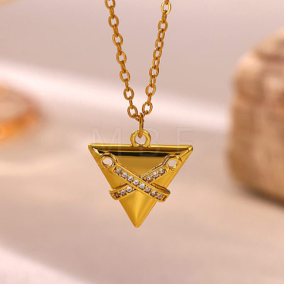 Brass Micro Pave Clear Cubic Zirconia Pendant Necklaces WGAA499-02-1