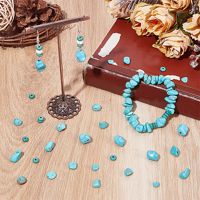 280Pcs 4 Styles Dyed Natural Magnesite and Synthetic Turquoise Beads G-SC0003-86-1