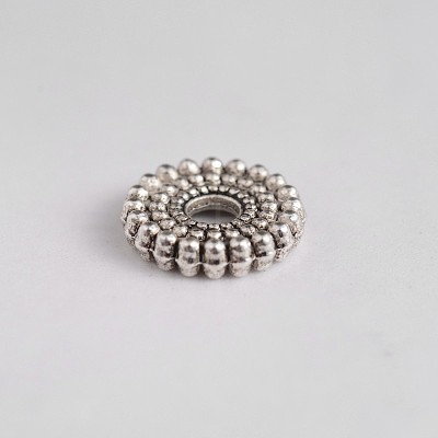 Tibetan Style Flat Round Zinc Alloy Spacer Beads X-TIBEB-M028-21AS-1