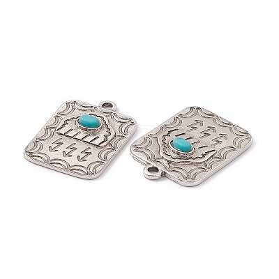 Synthetic Turquoise Pendants PALLOY-D013-13AS-1