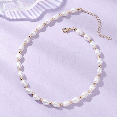 Natural Freshwater Pearl Rice Beaded Necklaces for Women NJEW-JN06018-1