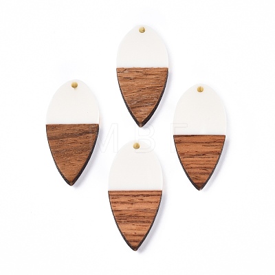 Opaque Resin & Walnut Wood Pendants RESI-N025-031-B05-1