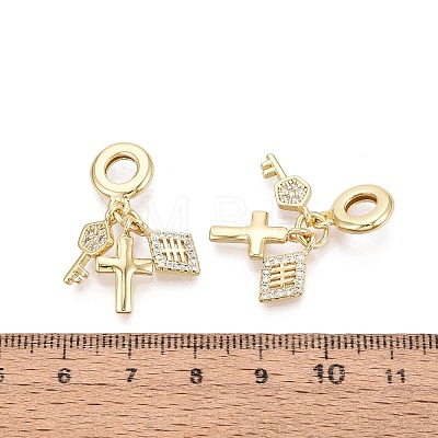 Brass Micro Pave Clear Cubic Zirconia European Dangle Charms KK-N287-33D-G-1