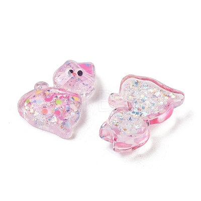 Transparent Resin Bowknot Kitten Decoden Cabochons RESI-M045-07A-1