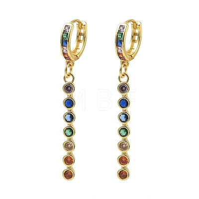 Brass Pave Cubic Zirconia Hoop Dangle Earrings KK-CBAD9DF-02G-B-1