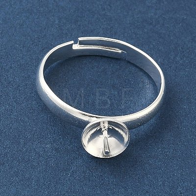 Adjustable Brass Cup Peg Ring Settings For Half-drilled Beads KK-K414-02A-S-1