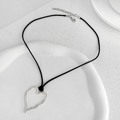 Heart Alloy with Wax Cord Pendant Necklaces FS-WG67ECA-01-1