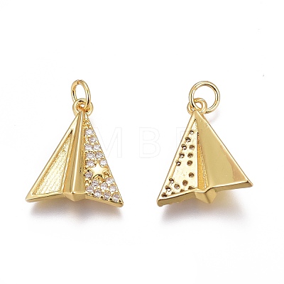 Brass Micro Pave Clear Cubic Zirconia Charms ZIRC-O035-15G-1