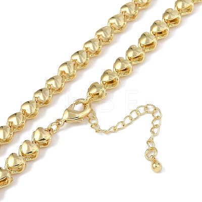 Rack Plating Brass Heart Link Chain Necklaces for Women NJEW-K382-14B-G-1