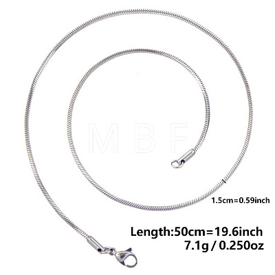 Non-Tarnish 1.5mm Unisex 304 Stainless Steel Snake Chains Necklaces ZV2766-4-1