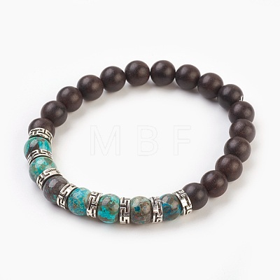 Natural Ocean Jasper Stretch Bracelets BJEW-JB03824-06-1