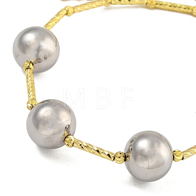 Rack Plating Round Brass Beaded Bracelets for Women BJEW-B106-19P-1