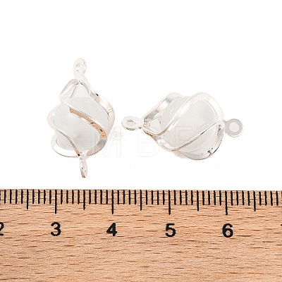 Brass Wrapped Cat Eye Glass Connector Charms KK-U024-11S-1