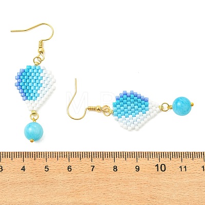 304 Stainless Steel with Glass Cylinder Seed Beads Hot Air Balloon Dangle Earrings EJEW-MZ00820-01-1