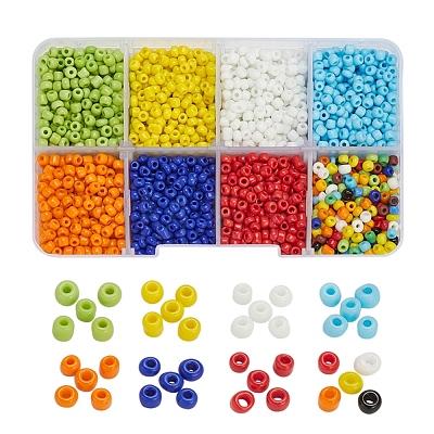 8 Colors Glass Seed Beads SEED-YW0001-58-1