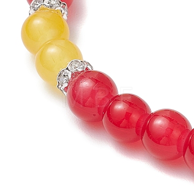 Baking Paint Imitation Jade Glass Round Beaded Charm Bracelets BJEW-JB11737-06-1