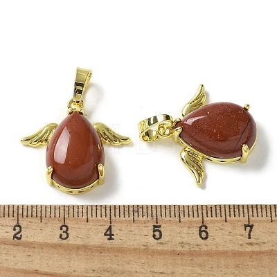 Natural Red Jasper Pendants KK-F888-01G-20-1