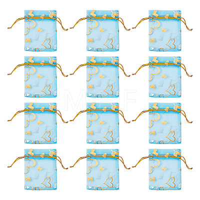 50Pcs Heart Printed Organza Bags OP-TADJ0001-01A-1
