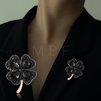 Cubic Zirconia Clover Brooch Pin JBR105F-1