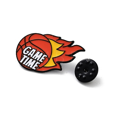 Basketball Theme Black Alloy Brooches JEWB-C032-04D-EB-1