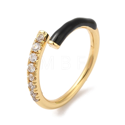 Rack Plating Brass Cubic Zirconia Open Cuff Rings for Women RJEW-S407-04E-1