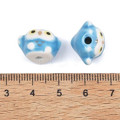 Cute Hand Painted Mini Owl Porcelain Beads LS-PORC-F014-01E-1