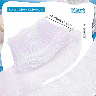 AHADERMAKER Gradient Color Organza Pleated Lace Ribbon DIY-GA0005-88B-1