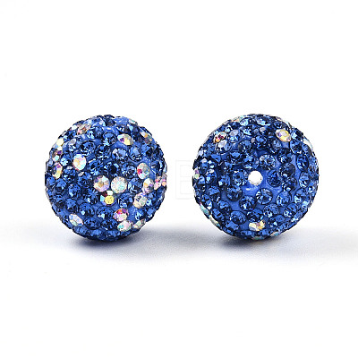 Polymer Clay Pave Rhinestone Beads X-RB-T018-01B-1