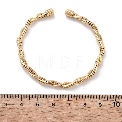 Brass Twisted Cuff Bangles for Women BJEW-F482-08G-1