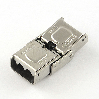 Smooth Surface 201 Stainless Steel Watch Band Clasps X-STAS-R063-86-1