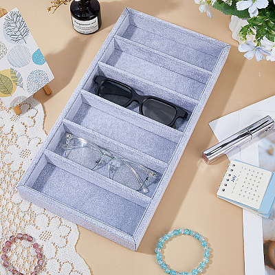 6 Grids Rectangle MDF Covered with Velvet Glasses Organizer Trays CON-WH0110-318A-1