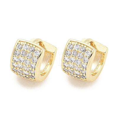 Brass Micro Pave Clear Cubic Zirconia Hoop Earrings for Women EJEW-S228-10G-1