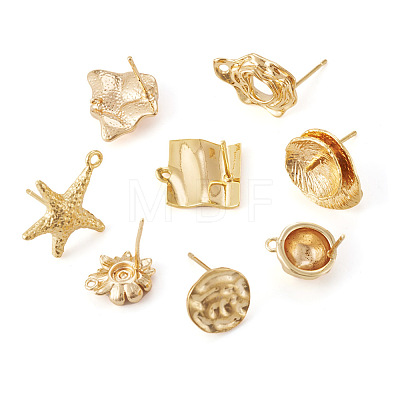 16Pcs 8 Style Brass Stud Earring Findings FIND-TA0001-85-1