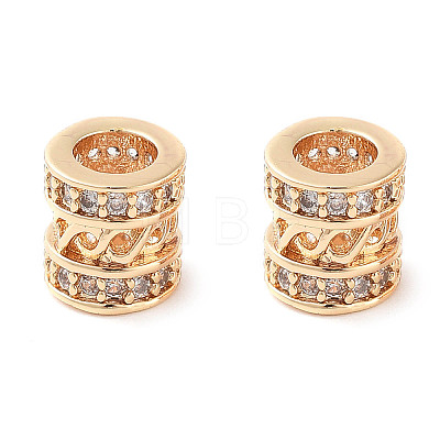 Brass Micro Pave Clear Cubic Zirconia Beads KK-U028-21G-1