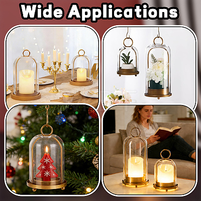 2Pcs Iron & Glass Wall-mounted Candle Holders AJEW-WH0481-732-1
