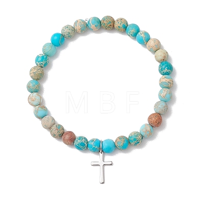3Pcs 201 Stainless Steel Cross Charm Bracelets BJEW-JB13501-1