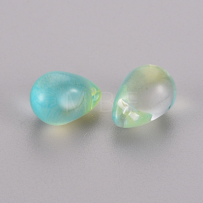 Two Tone Transparent Spray Painted Glass Charms GLAA-T016-37-A02-1