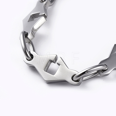 304 Stainless Steel Link Chain Bracelets BJEW-G582-61P-1
