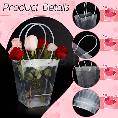 Valentine's Day Trapezoid PP Plastic Gift Bags ABAG-WH0040-10B-1